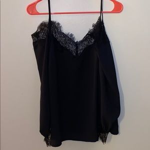 Long Sleeve Lacy Black Blouse